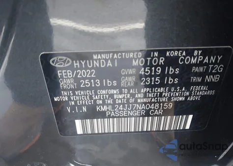 2022 Hyundai Sonata Hybrid Blue from USA, damaged, VIN KMHL24JJ7NA048159